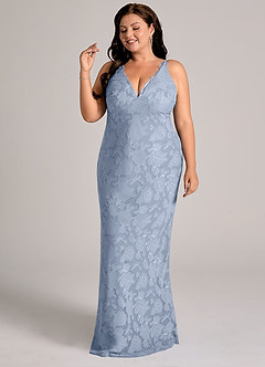 Azazie Tianna 신부 들러리 드레스 쉬스 레이스 플로럴 번아웃 바닥 길이 드레스 image10