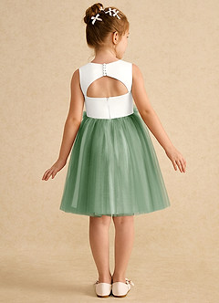 Azazie Louisa Flower Girl Dresses Ivory Matcha A-Line Sleeveless Tulle Dress image2