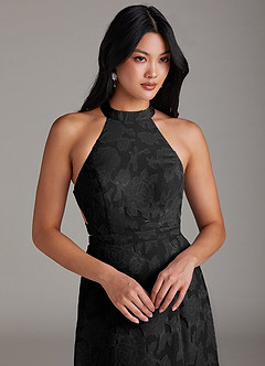 Azazie Clarice Brautjungfernkleider A-Linie Seitliche Cut-Outs Blumen-Burnout Kleid Schwarz image5