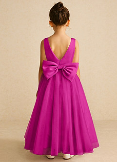 Azazie Pumpkin Flower Girl Dresses Fuchsia A-Line Convertible Tulle Dress image6