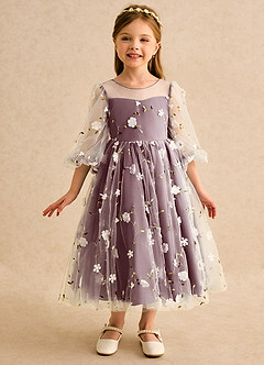 Azazie Elowen Flower Girl Dresses Sangria A-Line Sweetheart Neckline Lace Dress image3