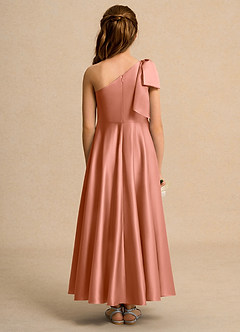 Azazie Guppy Junior Formal Flower Girl Klänningar Klä A-Line i Matt satäng Ena axeln image2