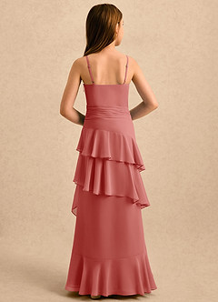 Azazie Indiah Girls Formal Flower Girl Dresses Antique Rose A-Line Ruched Chiffon Dress image2