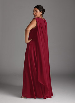 Azazie Isa Mother of the Bride Dresses Burgundy A-Line V-Neck Pleated Chiffon Dress image12
