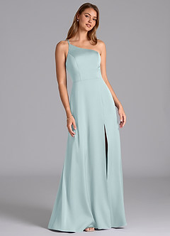 Azazie Trina Bridesmaid Dresses Mist A-Line One Shoulder Stretch Satin Dress image1