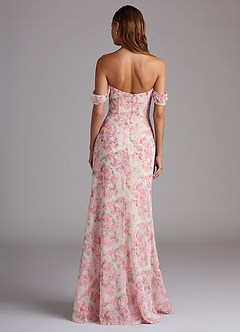 Azazie Saige Bridesmaid Dresses Abstract Watercolor Floral A-Line Off the Shoulder Chiffon Convertible Dress image5