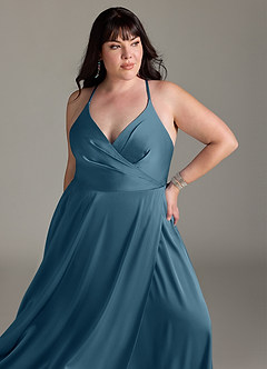 Azazie Davis Bridesmaid Dresses Bermuda A-Line Pleated Stretch Satin Dress image11