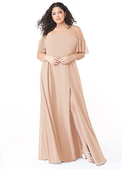 Azazie Sue Bridesmaid Dresses English Rose A-Line Off the Shoulder Chiffon Convertible Dress image6