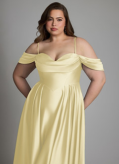 Azazie Loisa Abiti da Damigella Abito A-Line in Raso Elasticizzato Spalle Scoperte Sorbetto Al Limone image14