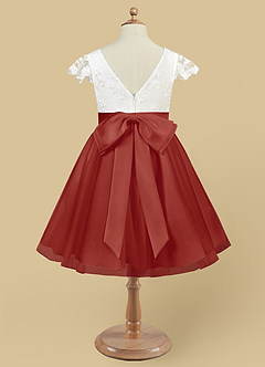 Azazie Vetty Abiti da Ragazza di Fiori Abito A-Line in Tulle Pizzo Avorio Terracotta image10