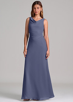 Azazie Nerine Brudtärnklänningar Klä av A-Linje i Chiffong Plisserad Stormig image4