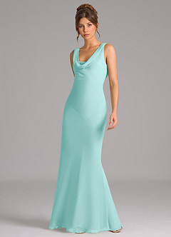 Azazie Rylina Bridesmaid Dresses Aqua Mermaid Pleated Chiffon Dress image5
