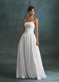 Azazie Gayle Robes de mariée Robe Trapèze en Crêpe Dos Satin Bustier Blanc De Diamant image4
