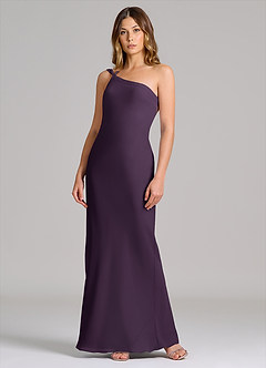 Azazie Monroe Brautjungfernkleider Etui One-Shoulder Chiffon Kleid Pflaume image3