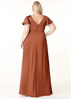Azazie Soren Bridesmaid Dresses Cedar Rose A-Line Pleated Stretch Satin Dress image9
