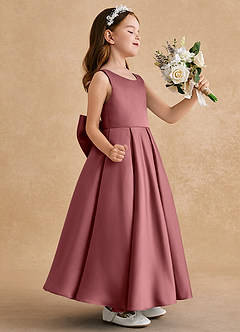 Azazie Honey Bear Blumenmädchenkleider A-Linie Plissee Matte Satin Kleid Amethyst image2