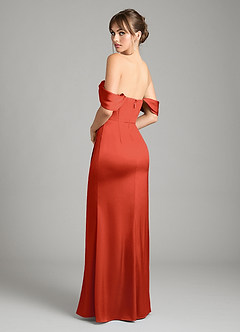 Azazie Johana Bridesmaid Dresses Rust Mermaid Off the Shoulder Stretch Satin Convertible Dress image8