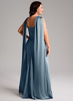 Azazie Kinsley Bridesmaid Dresses Dusty Blue Mermaid Side Slit Stretch Satin Dress image8