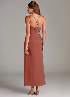 Azazie Eren 신부 들러리 드레스 인어 한쪽 어깨 쉬폰 발목 길이 드레스 image7