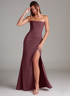 Azazie Leonis Bridesmaid Dresses Sangria Sheath Strapless Chiffon Convertible Dress image1