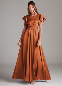 Azazie Daphne Modest brudtärna klänningar Klänning A-Linje Ruched Golvlängd Stretch Satin image3