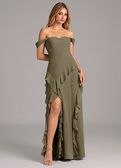 Azazie Sloane Bridesmaid Dresses Willow Green A-Line Sweetheart Neckline Chiffon Dress image4