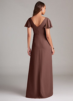 Azazie Soren Bridesmaid Dresses Espresso A-Line Ruched Chiffon Dress image2