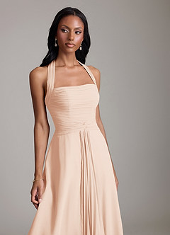 Azazie Clarisa Bridesmaid Dresses English Rose A-Line Pleated Chiffon Dress image3
