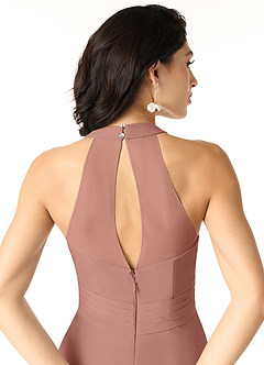 Azazie Danica Robes de demoiselle d'honneur Robe Trapèze en Mousseline de soie Plissée Rose De Cèdre image5