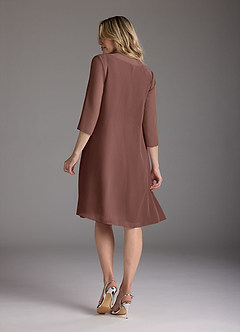 Azazie Shirley Mère de la mariée Robes Robe Trapèze en Mousseline de soie Plissé Scoop Expresso image3