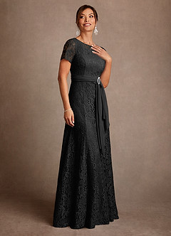 Azazie Sheffield Mother of the Bride Dresses Black A-Line Lace Chiffon Dress image5