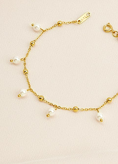 front Pearl Bead Chain Bracelet