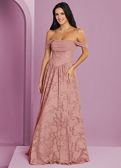 Barbie ♥ Azazie Bridesmaid Dresses Rosette A-Line Off the Shoulder Floral Burnout Convertible Dress image6