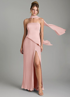 Azazie Tierney Bridesmaid Dresses Powder Pink A-Line Strapless Chiffon Convertible Dress image1