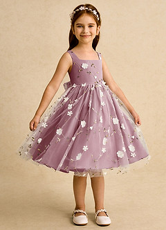 Azazie Bean Flower Girl Dresses Vintage Mauve Ball-Gown Sleeveless Tulle Dress image4