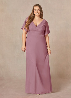 Azazie Alessa Mother of the Bride Dresses Vintage Mauve A-Line V-Neck Pleated Chiffon Dress image7