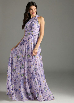 Azazie Charlize Bridesmaid Dresses Lilac Bloom A-Line One Shoulder Chiffon Dress image3