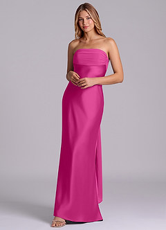 Azazie Ailanie Brudtärnklänningar Klä av Tubklänning i Stretch Satin Axelbandslös Fuchsia image3