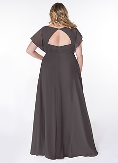 Azazie Rylee Bridesmaid Dresses Steel Grey A-Line Pleated Chiffon Dress image7