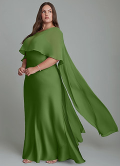 Azazie Stefania Robes de demoiselle d'honneur Robe Trapèze en Satin extensible Basilic image10