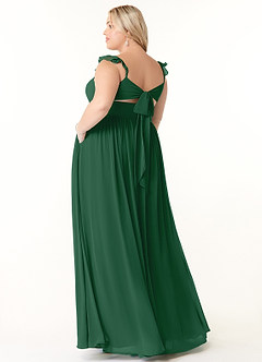 Azazie Metz Final Sale Dark Green A-Line Sweetheart Ruched Chiffon Dress image10