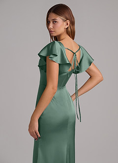 Azazie Elkie Brudtärnklänningar Klä av Sjöjungfru i Stretch Satin Fyrkantig halsringning Eukalyptus image7