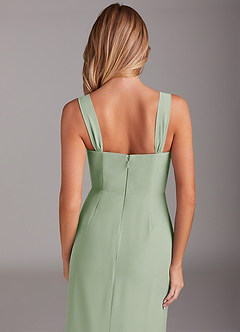 Azazie Denice Bridesmaid Dresses Dusty Sage Sheath Pleated Chiffon Dress image8