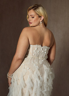 Azazie Ceresia Wedding Dresses Diamond White Champagne Sheath Sequins Tulle Dress image16