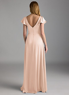 Azazie Omari Bridesmaid Dresses Blushing Pink A-Line Stretch Satin Dress image2