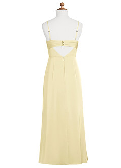 Azazie Leonis Junior A-Linie Plissee Stretch-Satin Kleid Zitronensorbet image7