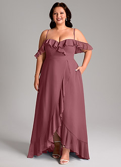 Azazie Lyra Bridesmaid Dresses Desert Rose A-Line Chiffon Convertible Dress image16