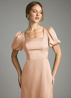 Azazie Fyona Bridesmaid Dresses English Rose A-Line Pleated Stretch Satin Dress image6