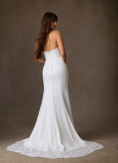 Azazie Selena Robes de mariée Robe Sirène en Crêpe Dos Satin Bustier Diamant Blanc Champagne image2