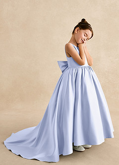 Azazie Mimia Flower Girl Dresses Lavender A-Line Bow Matte Satin Dress image4